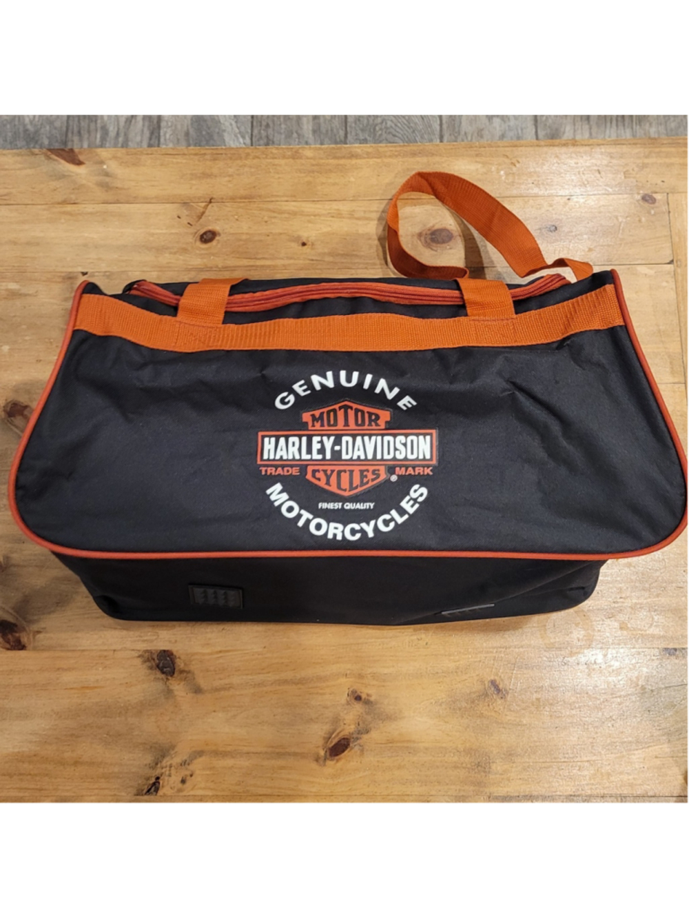 Harley-Davidson Duffel Bag Black Orange Motorcycle Logo Travel Gym Carry On 20”